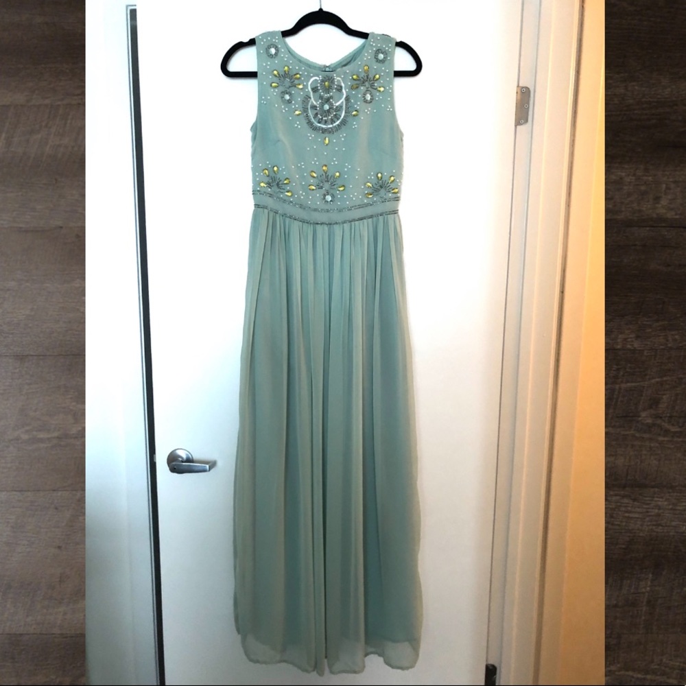 Frock and Frill Mint Floor Length Dress